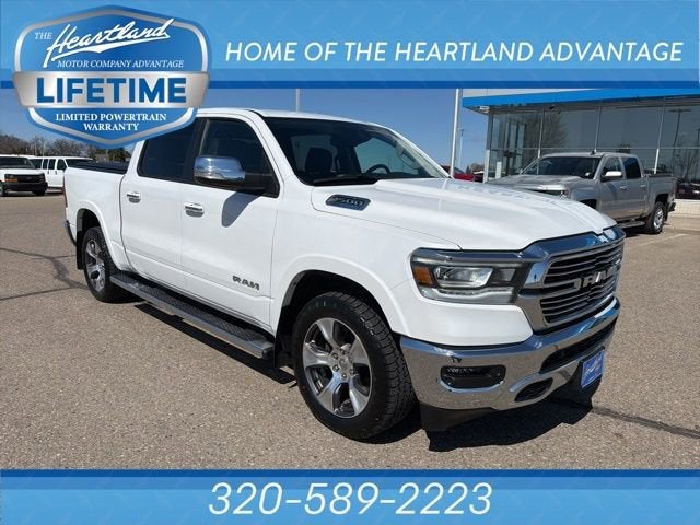 2022 RAM 1500 Laramie in White — front three-quarter view
