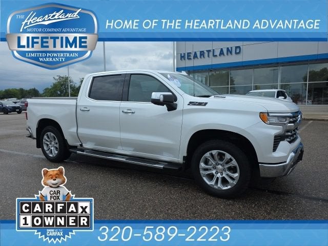 2025 Chevrolet Silverado 1500 LTZ in Iridescent Pearl Tricoat — front three-quarter view