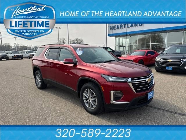 2023 Chevrolet Traverse LT Leather in Radiant Red Tintcoat — front three-quarter view