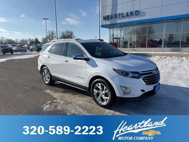 2019 Chevrolet Equinox Premier in Summit White — front three-quarter view